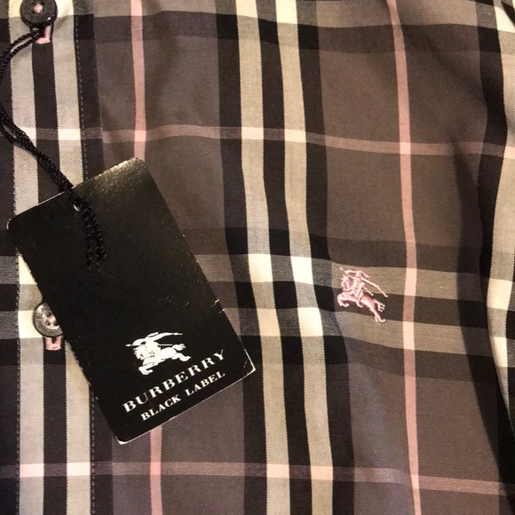Authentic Burberry Dark Gray, pink plaid Shirt - Picture 5 of 8